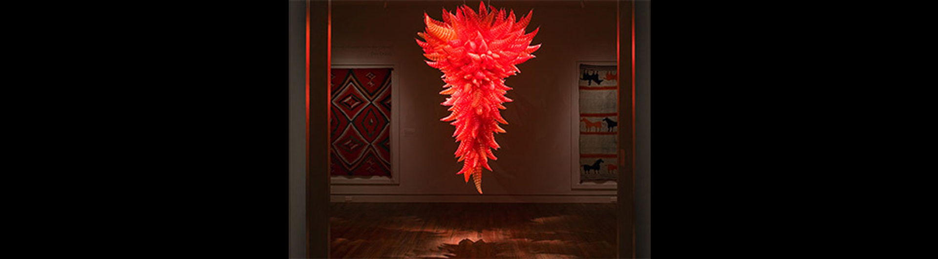 Native American Art and Dale Chihuly Orange Hornet Chandelier