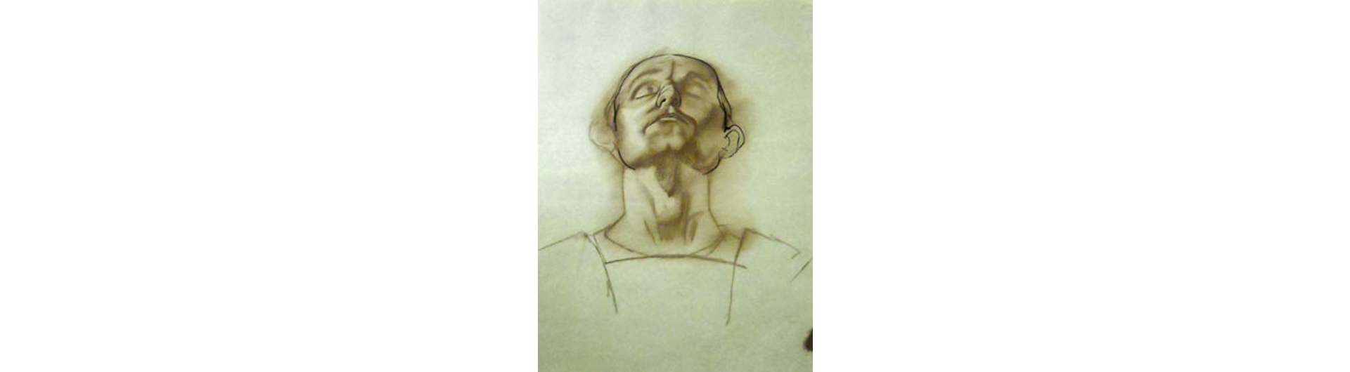 Figurative Drawing drawing of a man with eyes closed looking upward