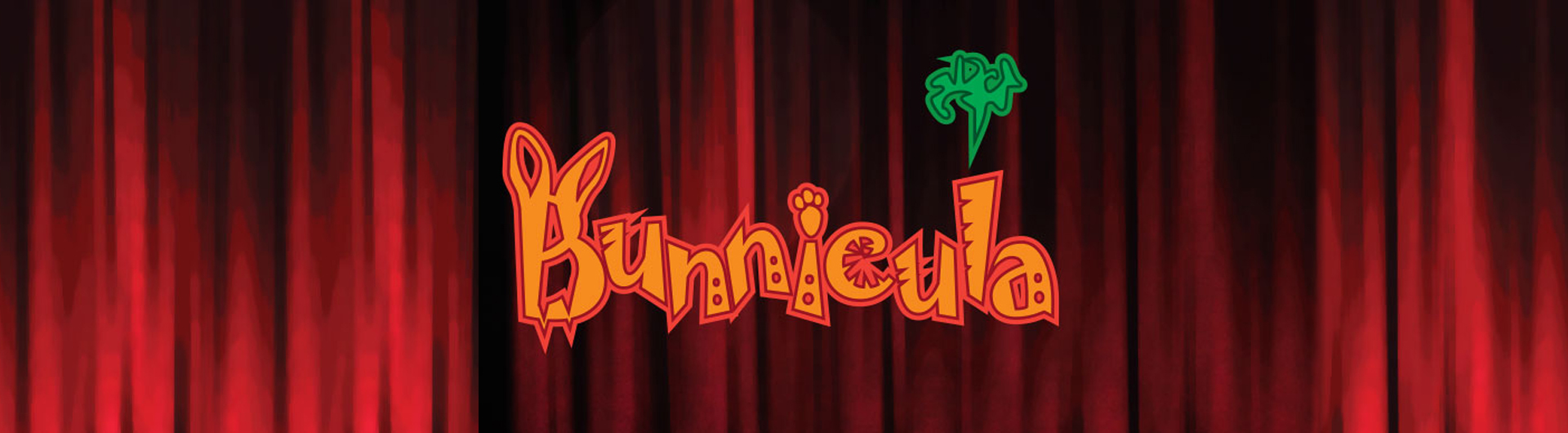 Bunnicula title on theatre curtain background