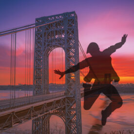 Washington Heights bridge and dancing silhouette