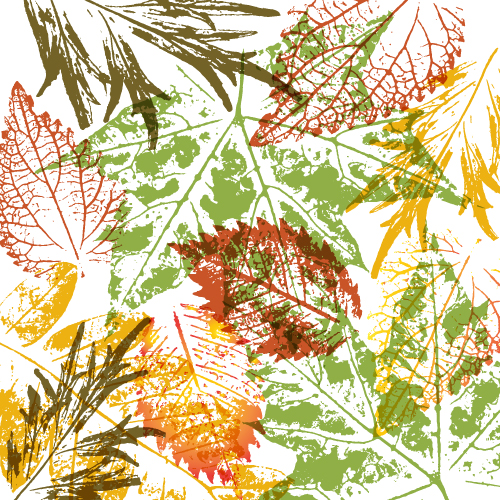 Yellow, orange, red, and green leaf prints