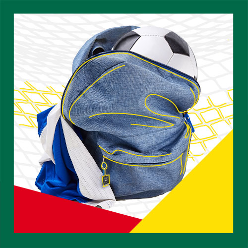 Backpack with soccer ball