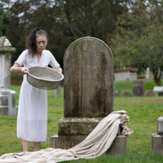 Eiko Otake in a cemetary