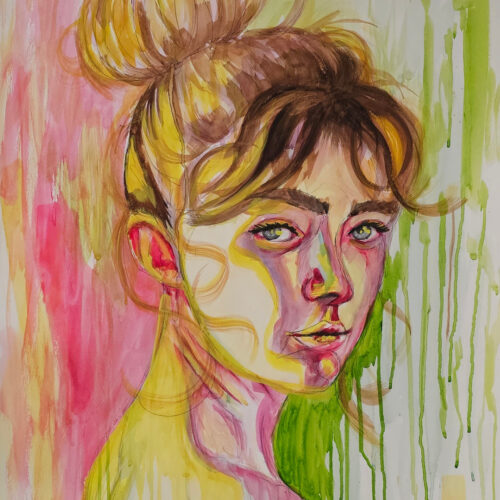Watercolor portrait of girl