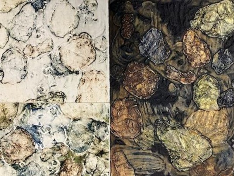 close up of tetra pak printmaking